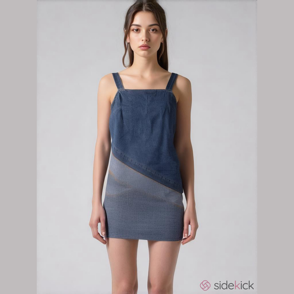 Vintage Expressions 1990s Women's Patchwork Denim Mini Dress Size 10